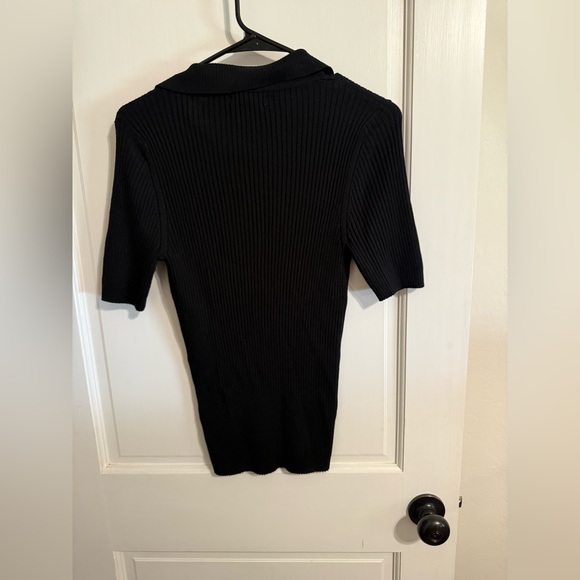 Prologue Black Ribbed Stretch Collared Top - Picture 6 of 6